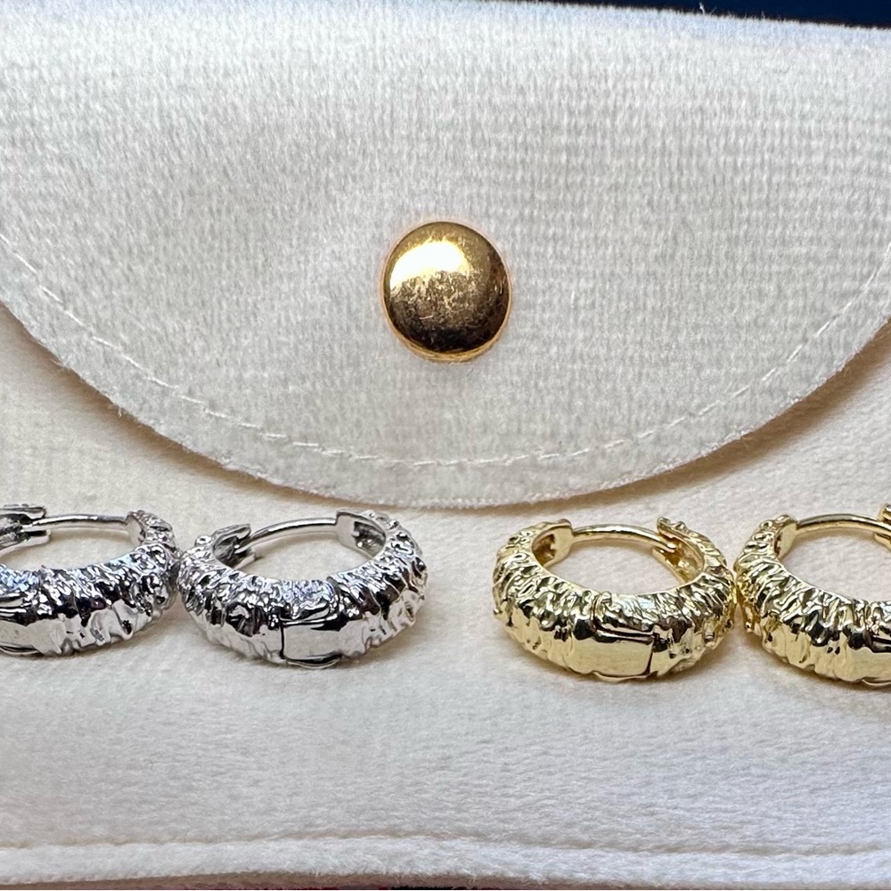 14k gold plated hoop earring in silver & gold color Hypoallergenic with pouch